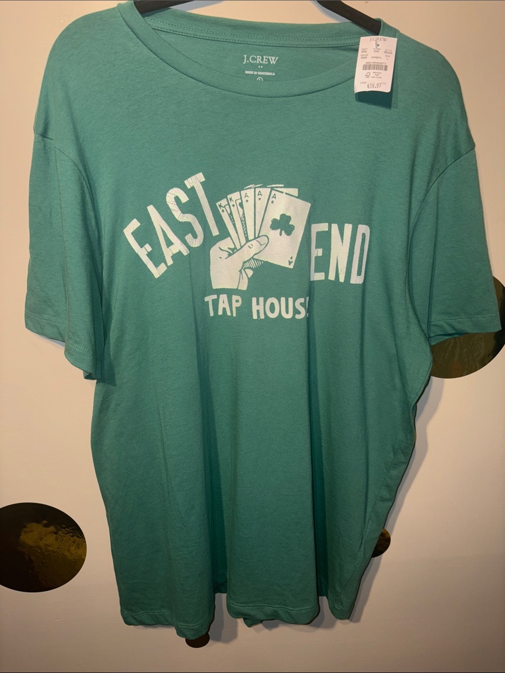 J. Crew Teal Short-Sleeve Graphic Tee with White East End Tap House Print